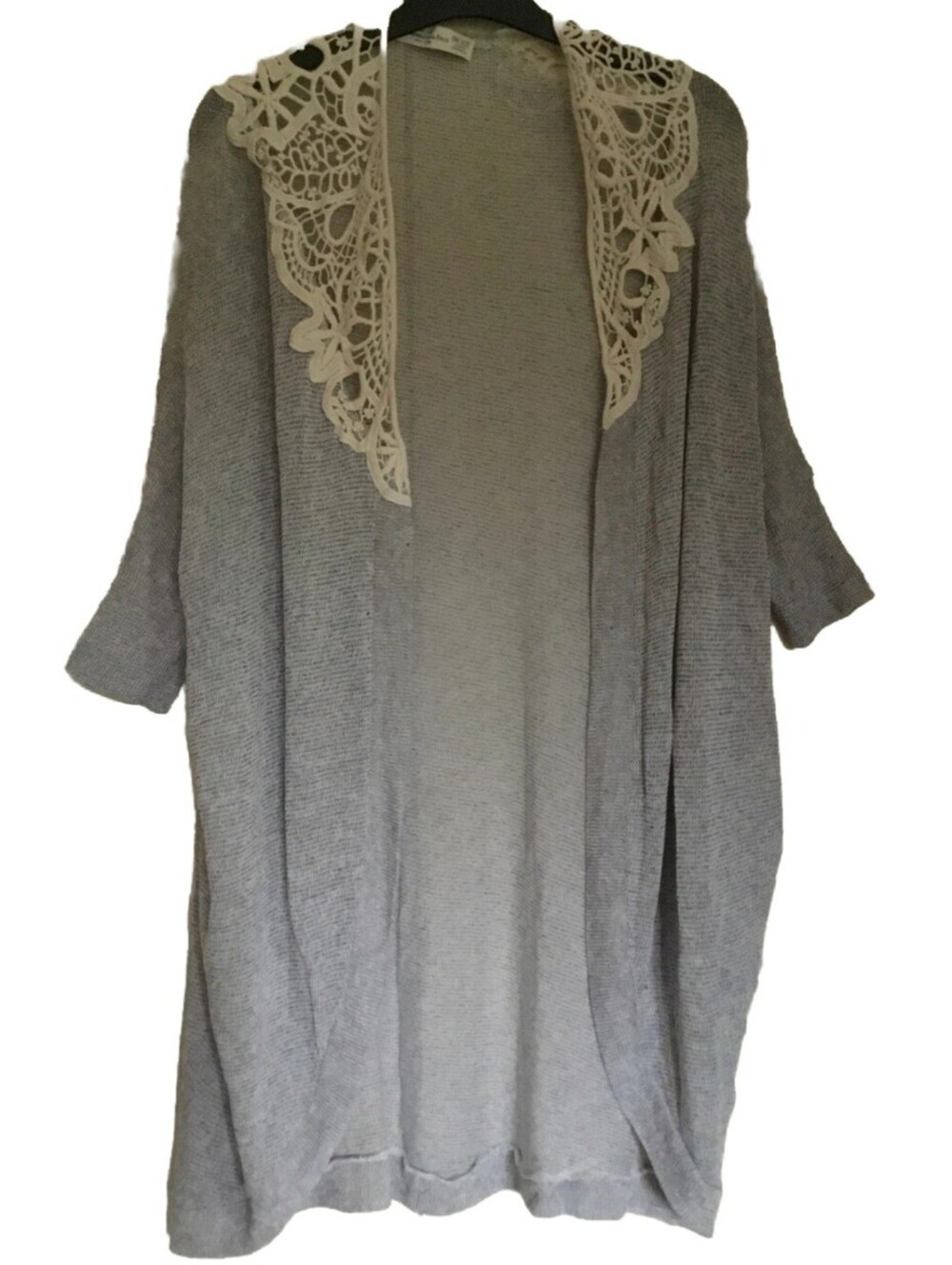 Abercrombie & Fitch Vintage Y2K Oatmeal Knit Lace Collar Cocoon Cardigan Sweater